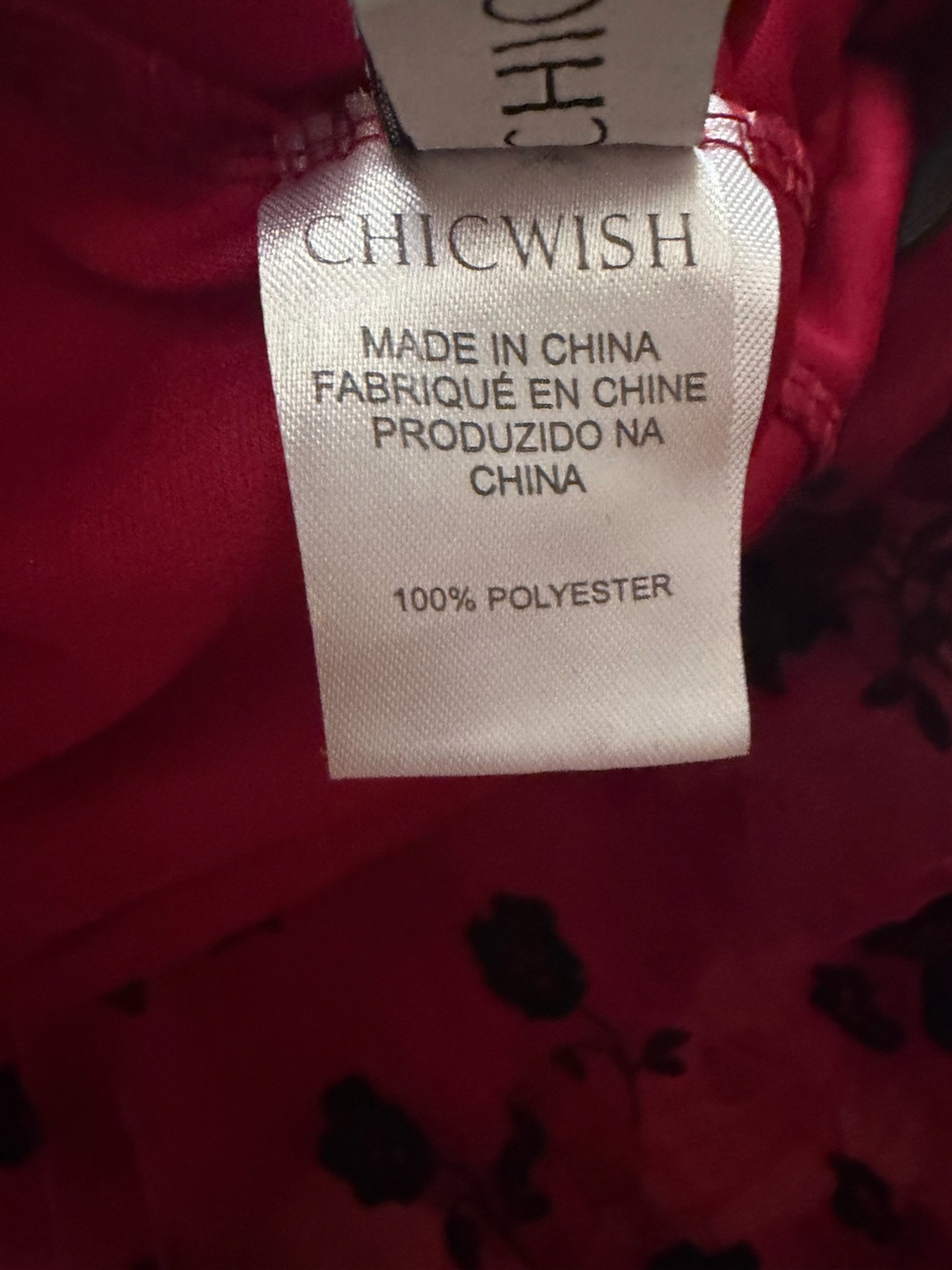 Chicwish Red Tulle Skirt with Black Floral Appliqué - Picture 3 of 8